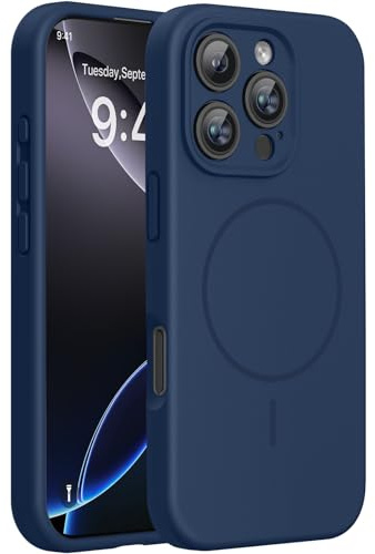 Miracase for iPhone 16 Pro Max Case with MagSafe, Liquid Silicone Case | [Soft Anti-Scratch Microfiber Lining], Magnetic Shockproof Drop Protection Phone Case for 16 Pro Max,Dark Blue