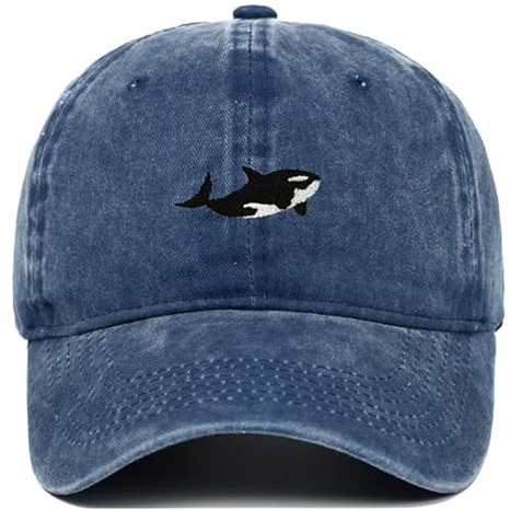 MONYRA Vintage Baseball Cap mit Orca Stickerei, Unisex Kappe aus gewaschener Baumwolle, Verstellbarer Schwertwal Dad Hat für Damen und Herren