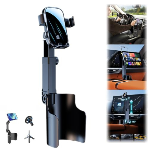 Adjustable Car Cup Holder Phone Mount, Cup Phone Holder for Car with 360° Adjustable Long Gooseneck, Cupholder Phone Holder for Car Compatible with All Smartphones (Clip)