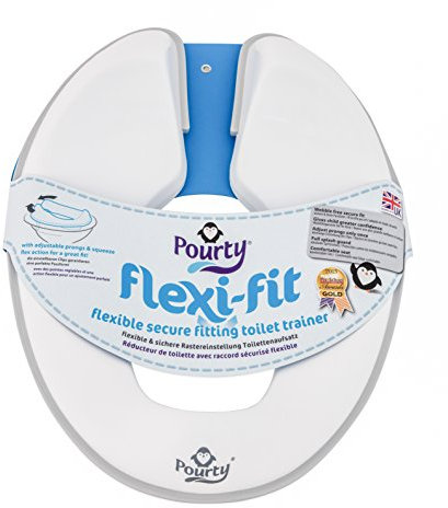 Toddler Essentials Flexi-Fit Toilet Trainer (Penguin White/Grey) - Adjustable & Secure Fit for a Wide Range of Toilet Seats