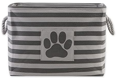Bone Dry Striped Paw Patch Bin, Medium Rectangle, Gray