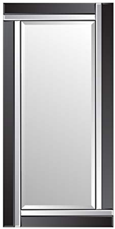 Large Bevelled Wall Mirror, Black/Silver, 174 x 85 cm