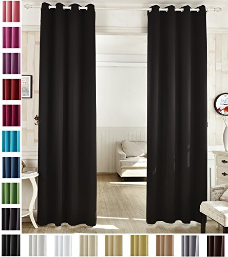 WOLTU Gardinen Vorhang Blickdicht mit Ösen, Leichter & weicher Verdunklungsvorhang Wärmeisolierend Ösenschal 135x225 cm Anthrazit, Thermovorhang Kälteschutz für Wohnzimmer Schlafzimmer Kinderzimmer