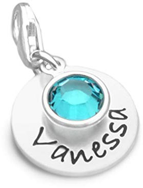 Anhänger Gravur Charm Silber personalisiert Frau SCHILLERND 925 Sterling Silber Namen für Bettelarmband