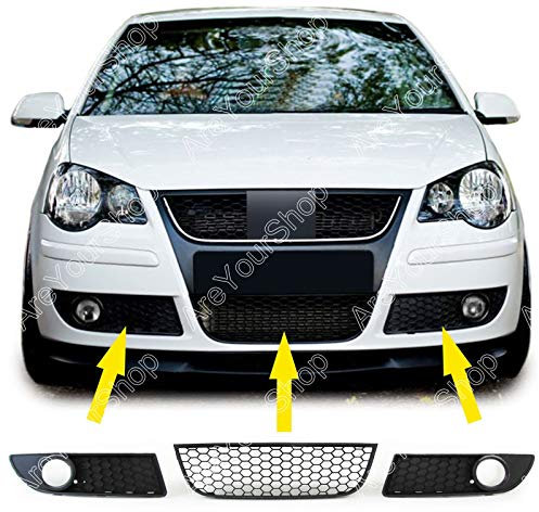 Artudatech Auto-Frontgrill, 1 Paar unterer Kühlergrill, Nebelscheinwerfer, Wabenmuster, Abdeckung für V W Polo 9N3 GTI 2005-2009