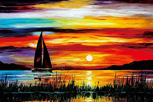Ingooood- Jigsaw Puzzles 1000 Pieces for Adult- Tranquil Series-Sunrise Sailing Boat_IG-0459 Entertainment Wooden Puzzles Toys
