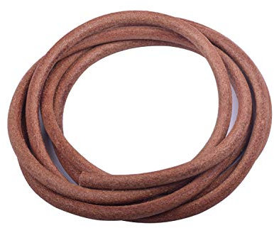 KONMAY Cordon Rond en Cuir véritable - 2 m 8.0mm Cordon Rond en Cuir pour La Fabrication de Bijoux,Naturel