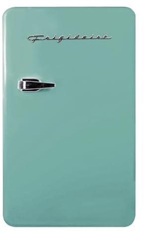 Frigidaire Retro Compact Refrigerator with Chiller, 3.2 cu ft Countertop Fridge, Built-In Bottle Opener, Rounded Corners, Premium, for Office, Bedroom, Dorm Room, Cabin, 18.5D x 20W x 31.5H (Mint)