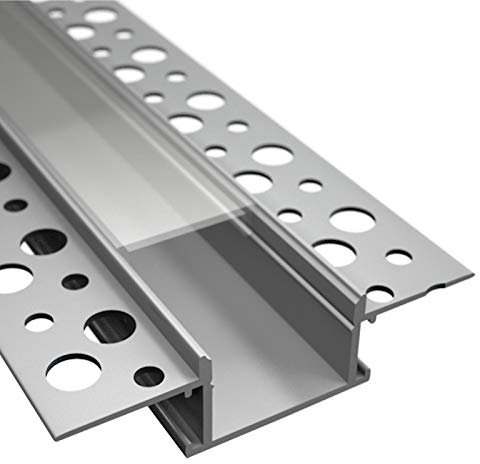 ALU Profil/Einbau Leiste Trockenbau 20 EINPUTZ für Led Streifen + Abdeckung (2m + klare Abdeckung)