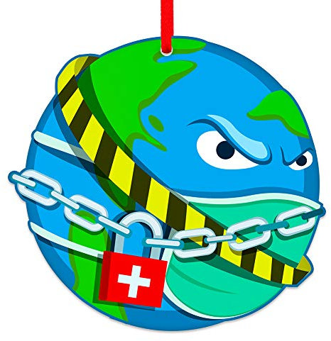 SICOHOME 2020 Weihnachts-Ornament, 7,6 cm, Quarantäne, Weihnachtsdekoration 2020, lustige Gesichtsmaske, Ornament The World was Locked Down Ornament für Weihnachtsbaumdekoration