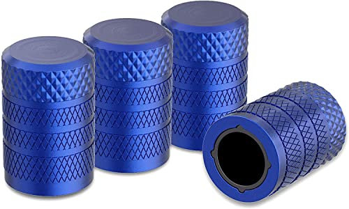 CKAuto Reifenventilkappen, blau, 4 STK./Packung, eloxiertes Aluminium Reifenventilkappen-Set, korrosionsbeständig, universelle Ventilkappen für Autos LKWs Motorräder Geländewagen und Fahrräder