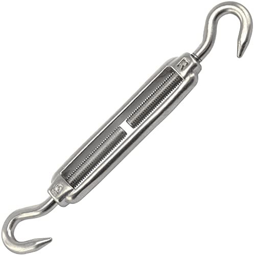 OPIOL QUALITY® Spannschloss Haken - Haken M10 aus Edelstahl A4 V4A (1 Stück) ähnl. DIN 1480 Spannschlösser Wantenspanner Drahtspanner Spannschraube Seilspanner