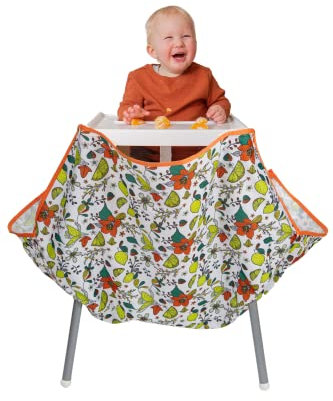 High Chair Food & Mess Catcher for Babies & Toddlers, Wipeable & Washable (Flower)