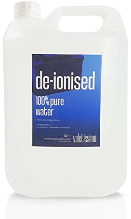 De-Ionised Water Demineralised Deionised Valetissimo (5L) | Deionised water (also deionized) is water that has had almost all of its mineral ions removed, such as cations like sodium, c