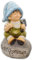 Wichtelstube-Kollektion XXL Gartenfigur Tom als Gärtner auf Stein mit Wilkommen Schriftzug 46cm Wetterfest MGO Dekofigur Outdoor Gartendeko Einganstür Deko