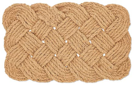 Relaxdays Zerbino Intrecciato a Mano da Ingresso, Fibre di Cocco, 75x45 cm, Tappetino Entrata, Reversibile, Naturale
