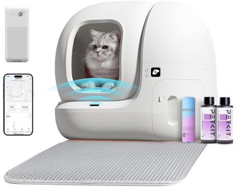 PETKIT PURA MAX Self Cleaning Cat Litter Tray, 76L Large Capacity Automatic Cat Litter Tray, PURA AIR Odour Control, App-Controlled xSecure Robot Litter Box for Multiple Cats with Mat & Liners