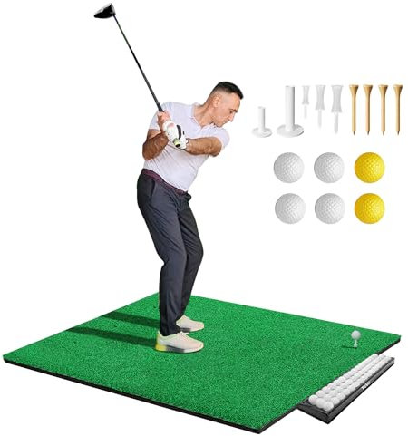 ToVii 5x4ft Premium Artificial Turf Golf Mat | Indoor/Outdoor Practice with Rubber Foam Pad, Tees and Balls Included