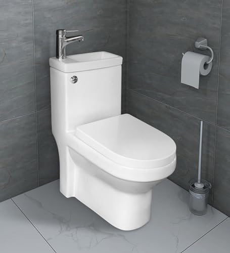 Nes Home 2 in 1 Compact Basin Close Coupled Toilet Combo Space Saver Cloakroom Unit