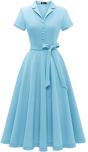 Wedtrend Cocktailkleid Damen Elegant für Hochzeit Abschlusskleid Petticoat Kleid 50er Jahre Kleid Elegantes Vintage Kleid Damen WTP30001 Blue 3XL