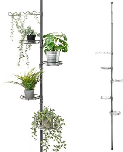 bremermann Étagère à Fleurs télescopique avec 4 étagères - Escalier de Fleurs - Hauteur réglable (Gris)