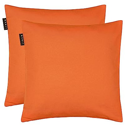 LINUM Annabell Elegant Kissenhülle 40x40 cm 2er-Pack, 100% Baumwolle, Maschinenwaschbar, Orange