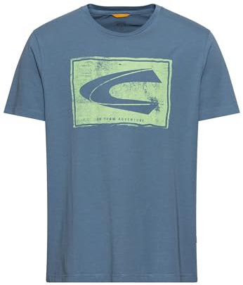 camel active Herren Jersey T-Shirt aus zertifiziertem Organic Cotton Denim Blau, Menswear-S