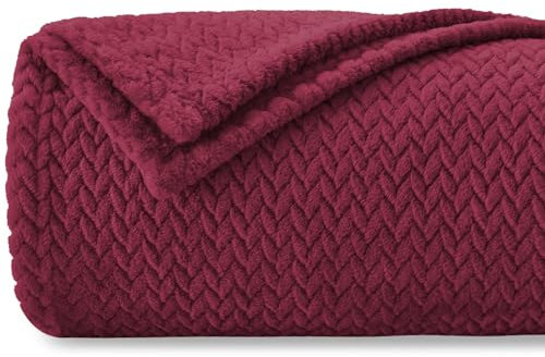 Homebliss Kuscheldecke 270 x 230 cm Flauschig Fleecedecke,Decke Couch Blanket,Super Weiche Fleecedecke als Sofaüberwurf-oder Bettüberwurf,Tagesdecke - Bordeaux