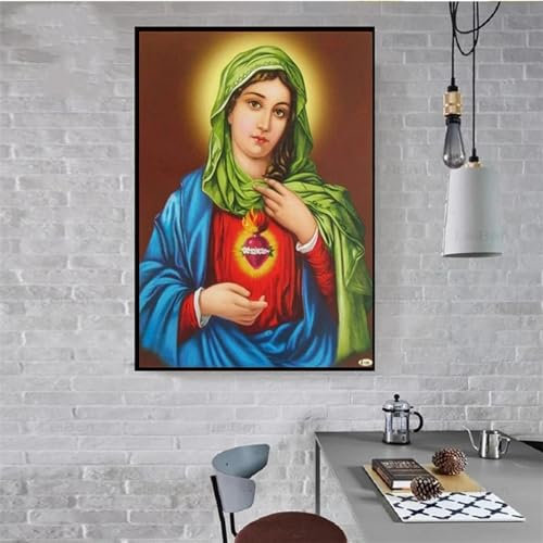 FanSee Diamond Painting,Diamant Painting Bilder, Religion der Jungfrau Maria 5D Diamant Painting Kit,DIY Diamant Malerei Kits Voller Strass Stickerei Diamant Malerei Kunsthandwerk Wand Décor 40x50cm