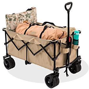 KOHARA 180L Faltbarer 7-Zoll-Rad Outdoor tragbarer, längenverstellbarer Pull-Cart Camp Trolley Campingausrüstung Aufbewahrungswagen