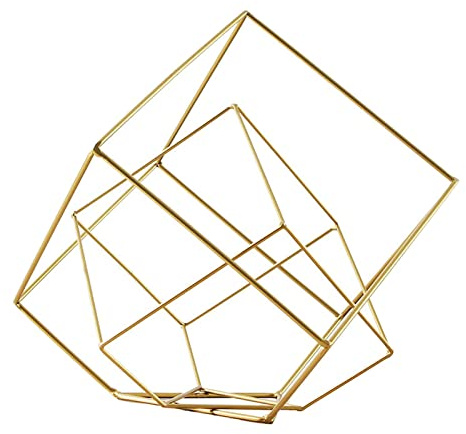 Dualoai 2 Stücke Metall Abstrakte Geometrische Figur Heimstange Statuen Ornamente, Gold