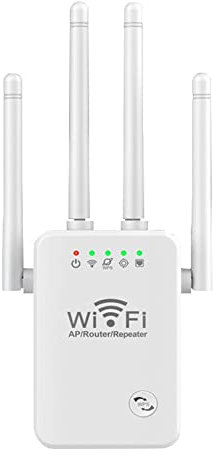 CENMEN Repetidor InaláMbrico de Enrutador WiFi de 300M Extensor de Amplificador de SeñAl de 2,4G Amplificador de SeñAl de Enrutador de 4 Antenas para el Hogar (Enchufe de la UE)