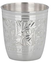 H.Bauer jun. Schnapsbecher 5,5 cm – versilberter Mini-Trinkbecher, handgraviert & anlaufgeschützt, kunstvoll verzierter Becher für Schnaps, Likör, Spirituosen, Hausbar, Festtafel & Geschenkidee