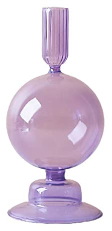 BEIJIALY Glas-Kerzenhalter, Kerzenständer, Glas-Kerzenständer, Gewellte Kerzenhalter, Glasvasen-Dekor für Zuhause, Party, Hochzeit, Tischdekoration(Lila 2)