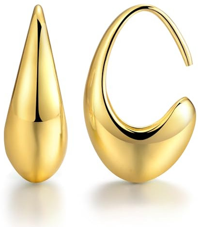 JANDY SHINE Chunky Ohrringe Dupes Hypoallergene 925 Silber Gold Damen Dicke 18K Vergoldet Ohrringe