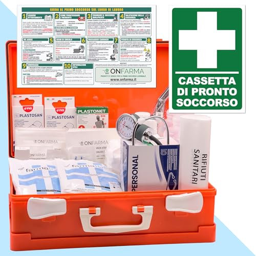 CASSETTA PRONTO SOCCORSO KIT MEDICAZIONE - Conforme D.M. 388 - A norma di legge per aziende (3 o più lavoratori DM 388 Gr. AB)