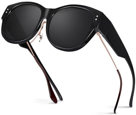 Hifot Polarisierte Überzieh Sonnenbrille Damen Herren, Mode Sonnenbrille Überbrille mit UV Schutz, Polarisierte Sonnenbrille Über Normale Brille, TR90 Rahmen Überbrille Sonnenbrille für Brillenträger