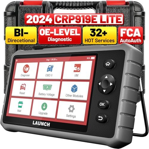 LAUNCH X431 OBD2 Diagnosegerät CRP919E Lite, Vollständige Systemdiagnose KFZ-Codeleser, Bidirektional Auto Scanner mit 32+ Reset, Europa 99% Automodelle, FCA Autoauth, 2 Jahren Update, 2025 Modelle