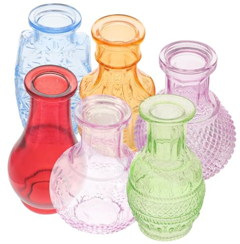STOBAZA 6piezas Jarrones De Vidrio para Flores Decoración Moderna para Mesa Jarrones Pequeños Hidropónicos para Interiores y Exteriores
