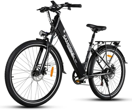 SAMEBIKE 26 Zoll E-Bike Herren Damen mit 250W Motor, 36V 540Wh Akku, Elektrofahrräder E-Fahrrad mit 7-Gang-Getriebe, LCD-Display, Pedelec Citybike EBike, Grün (Urban, Schwarz)