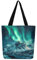 Homewish Aurora Borealis Handtasche Nordlichter Canvas Tote Bag Aurora Schnee Berg Bunte Quadratische Einkaufen Lebensmittel Umhängetasche