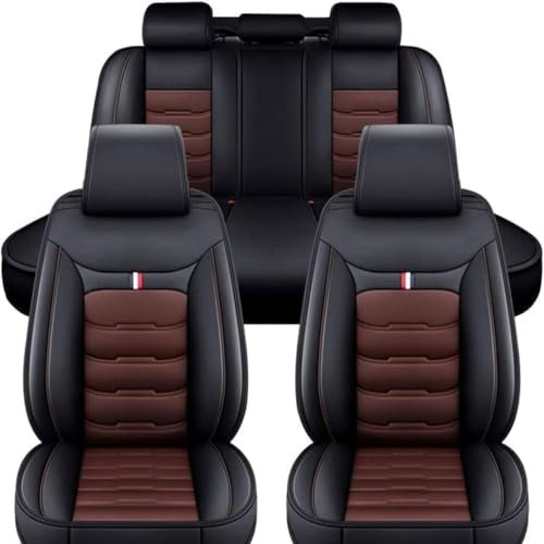YoQIK Auto Sitzbezügesets Universal für Toyota Auris E15 E18 Avensis T25 T27,Leder Vorne Hinten Auflagen Sitzschoner Komfortabel Verschleißfest Innenraum Autozubehör,F/Black-Coffee