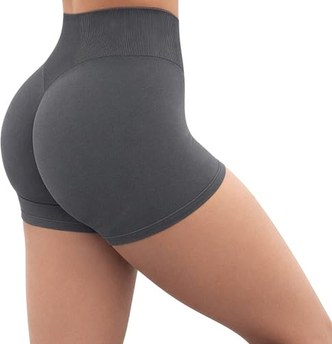 SMILODOX Sport Shorts Damen Amaze Ultra, Seamless Blickdichte Radlerhose, Unsichtbarer Scrunch-Effekt, V-Shape High Waist Kurze Sporthose, Hoher Bund Biker Shorts für Yoga Fitness Gym