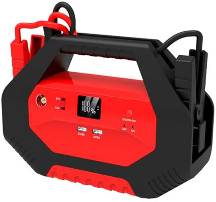 Starter Power Pack 32000mAh, 12V/24V Multifunktionales Notstromversorgung mit LED - Auto Motorrad Handy Laptop Tablet Ladegerät