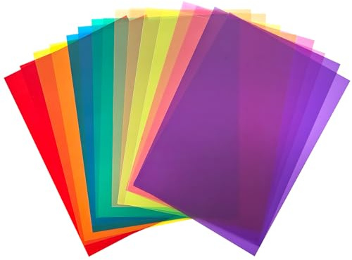 16pcs A4 Coloured Dyslexia Overlays, Pvc Transparency Reading Sheets | Light Filter Design Helps Reduce Visual Stress, Suitable for Books, Photos and Screens, with Assorted Tint Film Set