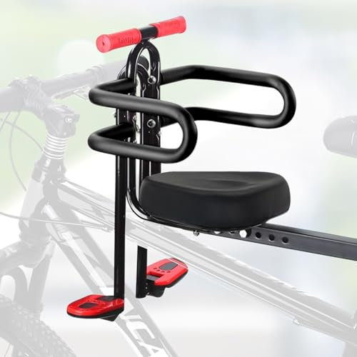 alouweekuky Kindersitz Fahrrad Vorne, Kinderfahrradsitz mit Armlehnen, Fußstützen, Fahrradkindersitz Kindersitz Vorne für Mountainbike, Cityräder, Falträder