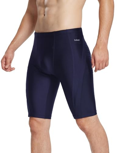 Baleaf, costume da bagno da uomo, traspirante, per gare, pantalone da bagno, pantaloncini da bagno, costume sportivo, pantalone da bagno, blu scuro, XL