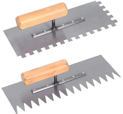 Eiflayn Peigne Carrelage,2 Pièces Taloche Enduit Dents Carrées+Dents Pointues,Acier Inoxydable Lisseuse Enduit avec Poignée Ergonomique,pour Le Lissage de Grandes Surfaces