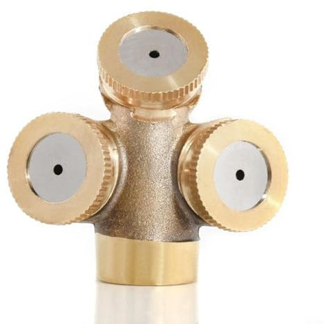 Ugello spray nebulizzatore in ottone, 1/2/3/4 fori, raccordo per irrigazione da giardino per serre agricole, atomizzazione regolabile ad alta pressione (3 fori)