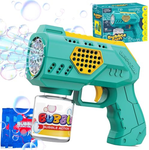 Seifenblasen-Pistole, Seifenblasenpistolen, Seifenblasenmaschine für Kinder, Bubble Gun Kinder 5000+ Blasen mit Seifenblasenlösung, Seifenblasen Pistole für Kinder, Bubble Maschine Sommerparty
